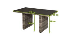 Ploß Rabida Lounge-Tisch, Champagner-meliert, Polyrattan, 140x85cm, Glasplatte In Steinoptik -MBM Verkäufe 21637 5.jpg