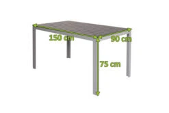 VILLANA Esstisch, Silber/schwarz, Alu/Holzimitat, 150x90cm, Rechteckig -MBM Verkäufe 21644 mass.jpg