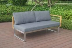 OUTFLEXX Ecklounge, Natur/grau, Edelstahl/Teak/Keramik, 5 Personen, Inklusive Sessel Und Multifunktionstisch 100 X 70 Cm, Lehne Links -MBM Verkäufe 21650 1.JPG
