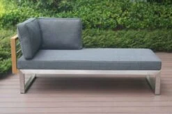 OUTFLEXX Ecklounge, Natur/grau, Edelstahl/Teak/Keramik, 5 Personen, Inklusive Sessel Und Multifunktionstisch 100 X 70 Cm, Lehne Links -MBM Verkäufe 21652 3.JPG 1