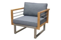 OUTFLEXX Ecklounge, Natur/grau, Edelstahl/Teak, 5 Personen, Inklusive Sessel Und Tisch 110 X 60 Cm, Lehne Links -MBM Verkäufe 21654 6.JPG 1
