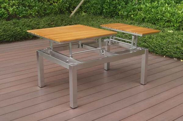 OUTFLEXX Multifunktionstisch, Natur, FSC-Teak / Edelstahl, 100/118x70/90x45/60cm, Platten Mehrfach Verstellbar 6 OUTFLEXX Multifunktionstisch, Natur, FSC-Teak / Edelstahl, 100/118x70/90x45/60cm, Platten Mehrfach Verstellbar – Bild 6