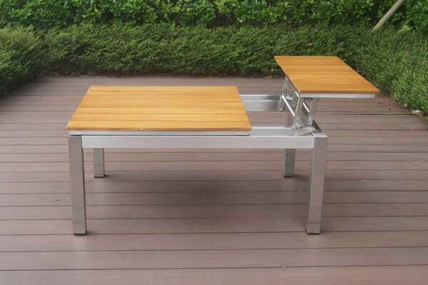OUTFLEXX Multifunktionstisch, Natur, FSC-Teak / Edelstahl, 100/118x70/90x45/60cm, Platten Mehrfach Verstellbar 12 OUTFLEXX Multifunktionstisch, Natur, FSC-Teak / Edelstahl, 100/118x70/90x45/60cm, Platten Mehrfach Verstellbar – Bild 12