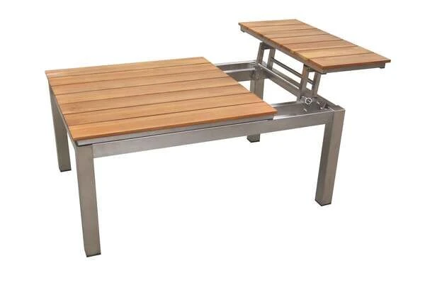 OUTFLEXX Multifunktionstisch, Natur, FSC-Teak / Edelstahl, 100/118x70/90x45/60cm, Platten Mehrfach Verstellbar 16 OUTFLEXX Multifunktionstisch, Natur, FSC-Teak / Edelstahl, 100/118x70/90x45/60cm, Platten Mehrfach Verstellbar – Bild 16