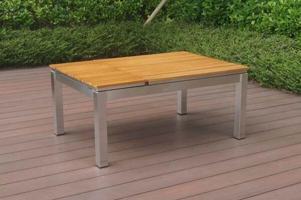 OUTFLEXX Multifunktionstisch, Natur, FSC-Teak / Edelstahl, 100/118x70/90x45/60cm, Platten Mehrfach Verstellbar 2 OUTFLEXX Multifunktionstisch, Natur, FSC-Teak / Edelstahl, 100/118x70/90x45/60cm, Platten Mehrfach Verstellbar – Bild 2