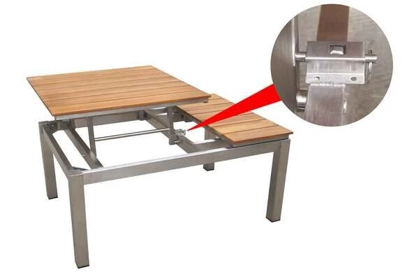 OUTFLEXX Multifunktionstisch, Natur, FSC-Teak / Edelstahl, 100/118x70/90x45/60cm, Platten Mehrfach Verstellbar 4 OUTFLEXX Multifunktionstisch, Natur, FSC-Teak / Edelstahl, 100/118x70/90x45/60cm, Platten Mehrfach Verstellbar – Bild 4