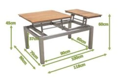 OUTFLEXX Multifunktionstisch, Natur, FSC-Teak / Edelstahl, 100/118x70/90x45/60cm, Platten Mehrfach Verstellbar 21 OUTFLEXX Multifunktionstisch, Natur, FSC-Teak / Edelstahl, 100/118x70/90x45/60cm, Platten Mehrfach Verstellbar -MBM Verkäufe 21656 5 mass.JPG
