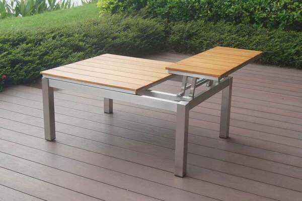 OUTFLEXX Multifunktionstisch, Natur, FSC-Teak / Edelstahl, 100/118x70/90x45/60cm, Platten Mehrfach Verstellbar 9 OUTFLEXX Multifunktionstisch, Natur, FSC-Teak / Edelstahl, 100/118x70/90x45/60cm, Platten Mehrfach Verstellbar – Bild 9