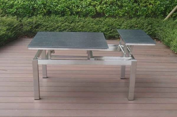 OUTFLEXX Multifunktionstisch, Grau Marmoriert, Glaskeramik / Edelstahl, 100/118x70/90x45/60cm, Platten Mehrfach Verstellbar 15 OUTFLEXX Multifunktionstisch, Grau Marmoriert, Glaskeramik / Edelstahl, 100/118x70/90x45/60cm, Platten Mehrfach Verstellbar – Bild 15