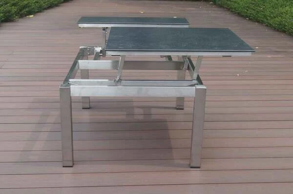 OUTFLEXX Multifunktionstisch, Grau Marmoriert, Glaskeramik / Edelstahl, 100/118x70/90x45/60cm, Platten Mehrfach Verstellbar 18 OUTFLEXX Multifunktionstisch, Grau Marmoriert, Glaskeramik / Edelstahl, 100/118x70/90x45/60cm, Platten Mehrfach Verstellbar – Bild 18