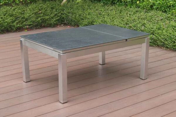 OUTFLEXX Multifunktionstisch, Grau Marmoriert, Glaskeramik / Edelstahl, 100/118x70/90x45/60cm, Platten Mehrfach Verstellbar 2 OUTFLEXX Multifunktionstisch, Grau Marmoriert, Glaskeramik / Edelstahl, 100/118x70/90x45/60cm, Platten Mehrfach Verstellbar – Bild 2