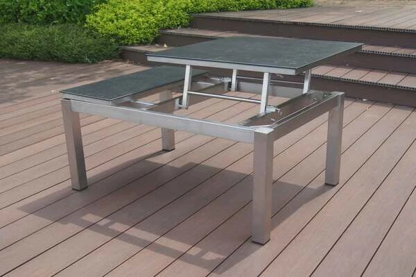 OUTFLEXX Multifunktionstisch, Grau Marmoriert, Glaskeramik / Edelstahl, 100/118x70/90x45/60cm, Platten Mehrfach Verstellbar 9 OUTFLEXX Multifunktionstisch, Grau Marmoriert, Glaskeramik / Edelstahl, 100/118x70/90x45/60cm, Platten Mehrfach Verstellbar – Bild 9