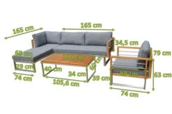 OUTFLEXX Ecklounge, Natur/grau, Edelstahl/Teak, 5 Personen, Inklusive Sessel Und Tisch 110 X 60 Cm, Lehne Links -MBM Verkäufe 21660 2 mass.jpg