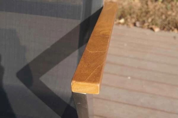 OUTFLEXX Stapelsessel, Schwarz, FSC-Teak / Edelstahl / Textilene, 60x56x85 Cm, Modernes Design 6 OUTFLEXX Stapelsessel, Schwarz, FSC-Teak / Edelstahl / Textilene, 60x56x85 Cm, Modernes Design – Bild 6