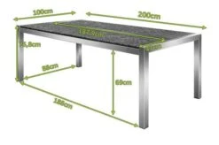 OUTFLEXX Esstisch, Grau, Granit / Edelstahl, 200x100 Cm, 2 Teilige Tischplatte -MBM Verkäufe 21743 5 mass.JPG