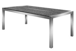 OUTFLEXX Esstisch, Grau, Granit / Edelstahl, 200x100 Cm, 2 Teilige Tischplatte