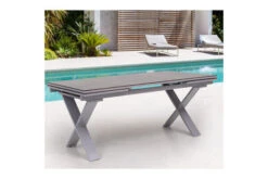 OUTFLEXX Ausziehtisch, Silber, Aluminium/HPL, 180/280x100cm, Schubladenauszug