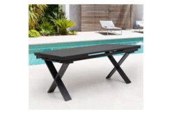 OUTFLEXX Ausziehtisch, Anthrazit, Alu/Spraystone, 180/280x100cm, Schubladenauszug