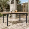 OUTFLEXX Ausziehtisch, Anthrazit Matt, Alu/FSC-Teak, 150/210x90cm, Synchronauszug Mit Butterfly-Funktion