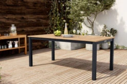 OUTFLEXX Ausziehtisch, Anthrazit Matt, Alu/FSC-Teak, 150/210x90cm, Synchronauszug Mit Butterfly-Funktion -MBM Verkäufe 21778 02.jpg