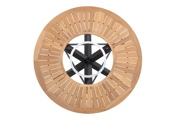 OUTFLEXX Esstisch, Anthrazit Matt, Alu/FSC-Teak, Ø150x75,5cm, Mit Glasinlay 3 OUTFLEXX Esstisch, Anthrazit Matt, Alu/FSC-Teak, Ø150x75,5cm, Mit Glasinlay – Bild 3