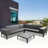 OUTFLEXX Ecklounge, Anthrazit Matt/dunkelgrau, Alu/Spuncrylic, 6-tlg., Tisch 75x75cm, 6-7 Pers