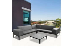 OUTFLEXX Ecklounge, Anthrazit Matt/dunkelgrau, Alu/Spuncrylic, 6-tlg., Tisch 75x75cm, 6-7 Pers