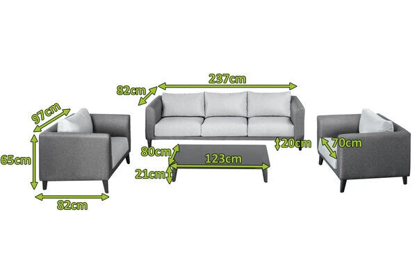 OUTFLEXX Loungemöbel Set, Dunkelgrau, Alu/Spuncrylic, 4-tlg., Tisch 123x80cm, 5 Pers 5 OUTFLEXX Loungemöbel Set, Dunkelgrau, Alu/Spuncrylic, 4-tlg., Tisch 123x80cm, 5 Pers – Bild 5