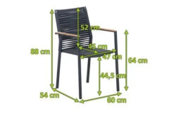 OUTFLEXX Theo Dining Sessel, Dunkelgrau, Alu/FSC®-Teakholz/Rope, 54 X 60 X 88 Cm -MBM Verkäufe 21825 mass.jpg