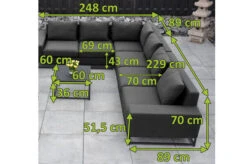 OUTFLEXX June Ecklounge, Schwarz/sooty, Alu/Sunbrella, 6-7 Personen, Inkl. 2 Loungetischen -MBM Verkäufe 21837 mass 1.jpg