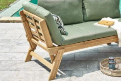 OUTFLEXX Lounge/Liege, FSC Akazie, Teakoptik, 192x70x60cm, Inkl. Polster, Grün -MBM Verkäufe 22356 4.jpg