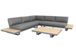 OUTFLEXX Ecklounge, Grau, Alu/Akazie Im Teak Look, 5 Personen, Inkl. Polster In Grau, Tisch 130x95 Cm -MBM Verkäufe 22366 8.jpg