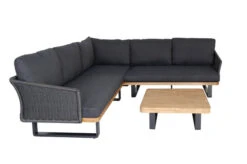OUTFLEXX Ecklounge, Anthrazit, Geflecht/Akazie, 5 Personen, Inkl. Polster In Anthrazit Und Kaffeetisch 75x75 Cm -MBM Verkäufe 22373 2.jpg