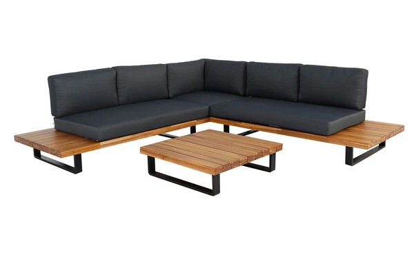 OUTFLEXX Ecklounge, Anthrazit, Akazie, 5 Personen, Inkl. Polster Und Kaffeetisch 77 X 77 Cm 2 OUTFLEXX Ecklounge, Anthrazit, Akazie, 5 Personen, Inkl. Polster Und Kaffeetisch 77 X 77 Cm – Bild 2