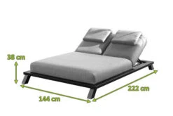 OUTFLEXX Exklusivmodell Blain Doppelliege, Flanelle, Alu/Sunbrella, 222 X 144 X 38 Cm, Inkl. Verstellbarer Rückenlehne -MBM Verkäufe 22851 3.jpg