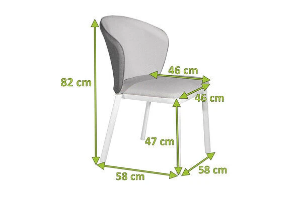 OUTFLEXX® Dining Sessel, Weiß/grau, Alu/Sling-Textilene, 58x58x82 cm 3 OUTFLEXX® Dining Sessel, Weiß/grau, Alu/Sling-Textilene, 58x58x82 cm – Bild 3