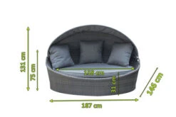 OUTFLEXX Sonneninsel, Grau, Polyrattan/Olefin, 187x146x75/131, Verstellbares Dach -MBM Verkäufe 23404 5.jpg