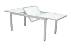 VILLANA Ausziehtisch, Silber/weiß, Alu/Sicherheitsglas, 160/220x90 Cm, Flügelmechanismus -MBM Verkäufe 2 13395 2.jpg