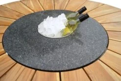 OUTFLEXX Esstisch, Edelstahl/FSC-Teakholz, Ø 170cm, Inkl. Drehbarer Granitplatte Und Eiskühler -MBM Verkäufe 2 16027.jpg