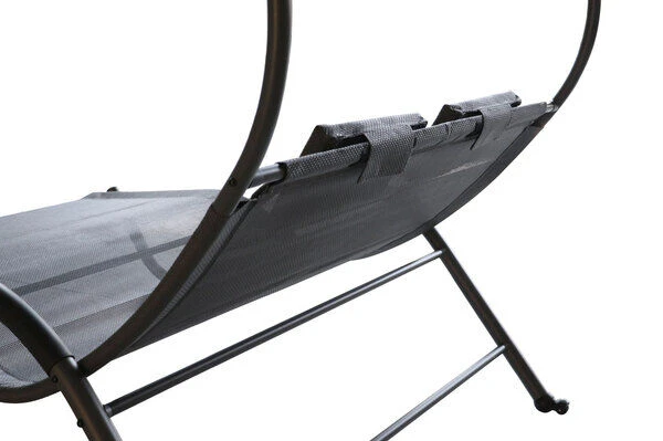 OUTFLEXX Doppelliege, Anthrazit, Polyester/Stahl Pulverbeschichtet, 205x138x34cm, Inkl. Nackenkissen, Rollbar 8 OUTFLEXX Doppelliege, Anthrazit, Polyester/Stahl Pulverbeschichtet, 205x138x34cm, Inkl. Nackenkissen, Rollbar – Bild 8