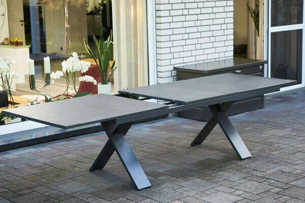 HARTMAN Exklusivmodell Xanadu Ausziehtisch, Xerix, Alu / Glaskeramik, 220/280 X 100 Cm, X-Gestell 2 HARTMAN Exklusivmodell Xanadu Ausziehtisch, Xerix, Alu / Glaskeramik, 220/280 X 100 Cm, X-Gestell – Bild 2