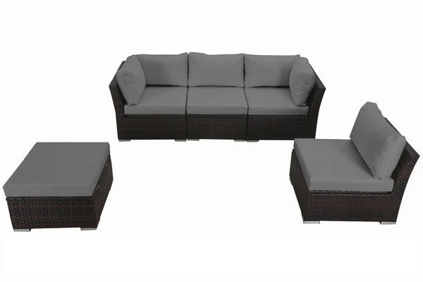 OUTFLEXX Loungemöbel, Polyrattan, Braun Marmoriert, Inkl. Abdeckhaube, Ersatzbezug, Wasserfeste Kissenbox 2 OUTFLEXX Loungemöbel, Polyrattan, Braun Marmoriert, Inkl. Abdeckhaube, Ersatzbezug, Wasserfeste Kissenbox – Bild 2