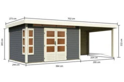 KARIBU Gartenhaus Kastorf 7, Terragrau, Fichtenholz 28mm, 702 X 244 X 222 Cm, Flachdach, Anbau 3,2m Mit Rückwand -MBM Verkäufe 30468 4 05.jpg