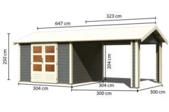 KARIBU Gartenhaus Theres 7, Terragrau, Fichtenholz 28mm, 648 X 304 X 250 Cm, Satteldach, Inkl. Dachausbauelement -MBM Verkäufe 30471 4 05.jpg