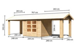 KARIBU Gartenhaus Theres 3, Naturbelassen, Fichtenholz 28mm, 767 X 240 X 242 Cm, Satteldach, 2 Dachausbauelemente -MBM Verkäufe 30472 1 05.jpg