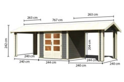 KARIBU Gartenhaus Theres 3, Terragrau, Fichtenholz 28mm, 767 X 240 X 242 Cm, Satteldach, 2 Dachausbauelemente -MBM Verkäufe 30472 2 05.jpg