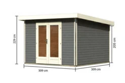 KARIBU Gartenhaus Radeburg 1, Terragrau, Fichtenholz 40mm, 346 X 309 X 229,5 Cm, Pultdach, Massivholzdach -MBM Verkäufe 30473 2 05.jpg