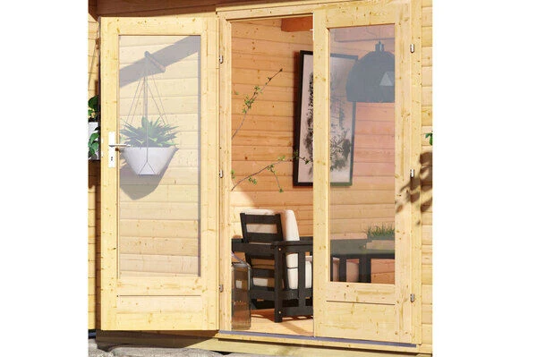 KARIBU Gartenhaus Radeburg 1, Naturbelassen, Fichtenholz 40mm, 664 X 309 X 229,5 Cm, Pultdach, Anbau 3,3m 2 KARIBU Gartenhaus Radeburg 1, Naturbelassen, Fichtenholz 40mm, 664 X 309 X 229,5 Cm, Pultdach, Anbau 3,3m – Bild 2