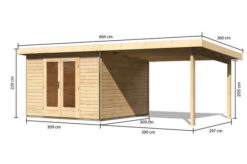 KARIBU Gartenhaus Radeburg 1, Naturbelassen, Fichtenholz 40mm, 664 X 309 X 229,5 Cm, Pultdach, Anbau 3,3m 14 KARIBU Gartenhaus Radeburg 1, Naturbelassen, Fichtenholz 40mm, 664 X 309 X 229,5 Cm, Pultdach, Anbau 3,3m -MBM Verkäufe 30474 1 05.jpg