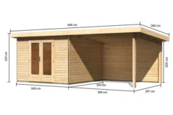 KARIBU Gartenhaus Radeburg 1, Naturbelassen, Fichtenholz 40mm, 664 X 309 X 229,5 Cm, Pultdach, Anbau 3,3m Mit Rückwand -MBM Verkäufe 30475 1 05.jpg